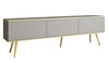 TV-Schrank Luxury 175 cm Korpus in grauem, elegantem Design mit goldener Zierleiste Schrank auf goldenen Metallbeinen