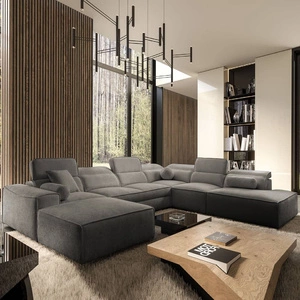 Ecksofa mit Schlaffunktion Viano X grau links Design Ecksofa für Wohnzimmer im modernen Stil verstellbare Kopfstützen