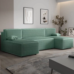 Ecksofa mit Schlaffunktion Brandon U Patina Bettzeugcontainer dreidimensionaler Stoff mit ausdrucksvollen Streifen