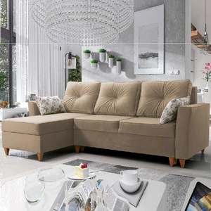 Ecksofa mit Schlaffunktion Topeka beige linke Seite stilvolles und modernes Design, das sich in jede Einrichtung einfügt