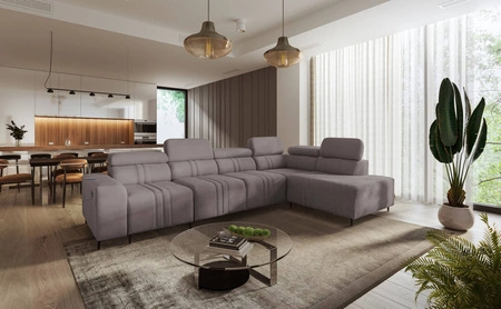 Ecksofa mit Schlaffunktion Castel XI grau braun rechtsseitig bequemes Ecksofa mit Bettzeugablage strapazierfähiger Stoff 
