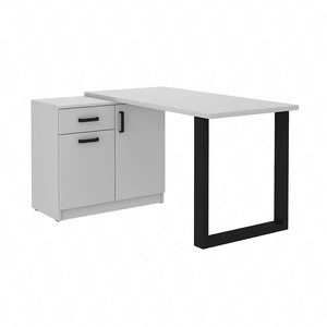 Makana Eckschreibtisch hellgrau Kommode mit Schublade und Fächern stilvolles und funktionelles Möbelstück mit 28mm Platte