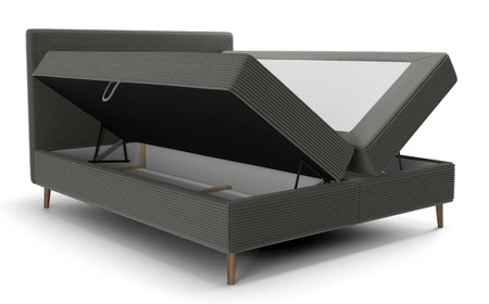 Boxspringbett Totti 180x200 graphit stilvolles Bett mit Bettzeug Lagerung dreidimensionalen Stoff mit ausdrucksvollen Streifen