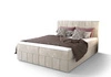 Boxspringbett Casey 140x200 beige Bett im modernen skandinavischen Stil mit markantem Kopfteil