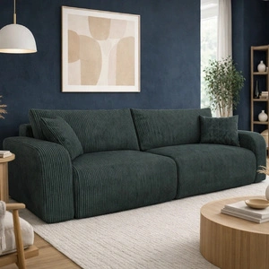Sofa Fiesta grau funktionelles Wohnzimmersofa mit Bettzeugablage elegantes Design Kordstoff