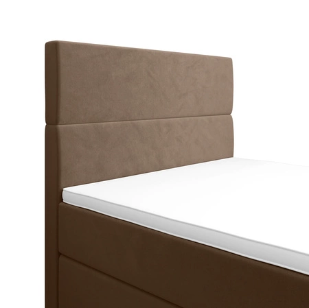 Boxspringbett Benet 120x200 hellbraun im modernen skandinavischen Stil mit gepolstertem Kopf- und Fußteil Bett mit Staukasten