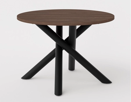 Runder Tisch Lyon 110 cm wisconsin nussbaum / schwarz designer esstisch metall spinne beine höhenverstellung