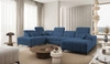 Ecksofa mit Schlaffunktion Penejos VI blau rechtsseitig stilvolles Ecksofa mit zwei Bettkästen strapazierfähiger Stoff