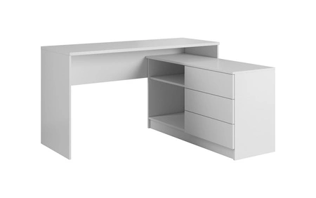 Eckschreibtisch Teo 138 cm weiß bietet viel Platz zum Arbeiten und viel Raum für die notwendigen schadensresistenten Gegenstände