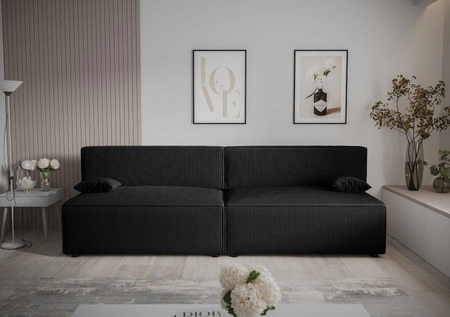 Brandon XL Schlafsofa schwarz modernes Design und breite Funktionalität dreidimensionalen Stoff mit ausdrucksstarken Streifen