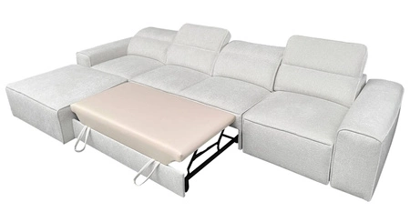 Ecksofa mit Schlaffunktion Viano XII hellbraun linkes Ecksofa mit interessanter Form verstellbare Kopfstützen Zierkissen