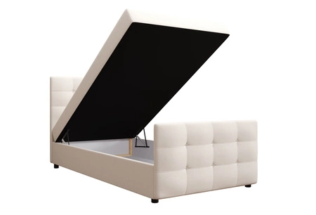 Boxspringbett Kansas 120x200 beige Bett im modernen skandinavischen Stil mit gepolstertem Kopf- und Fußteil