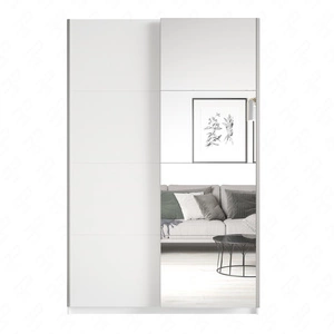 Beta Schiebeschrank 120 cm weiß geräumiger Kleiderschrank mit Spiegel ist perfekt für Räume jeder Größe