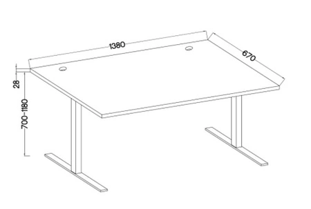 Höhenverstellbarer Schreibtisch Makana Eiche handwerklich universelles und funktionelles Möbelstück mit einer 28 mm Platte für das Büro, Arbeitszimmer oder Jugendzimmer