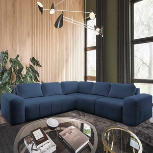 Ecksofa mit Schlaffunktion Bovec III blau rechts extrem stilvolles Ecksofa perfekt für ein geräumiges Wohnzimmer