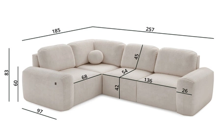 Ecksofa mit Schlaffunktion Arbon II beige linke Seite stilvolles Design ausgeprägte runde Form Bettkasten