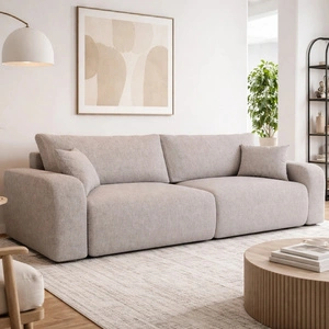 Sofa Fiesta beige funktionelles Wohnzimmersofa mit Bettzeugablage elegantes Design strapazierfähiges Gewebe