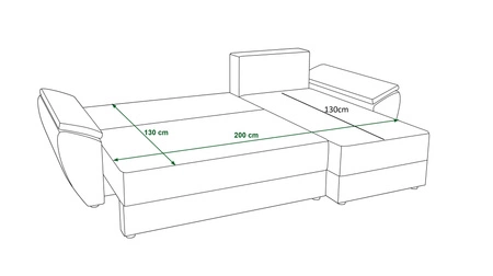 Ecksofa mit Schlaffunktion Fogu II elfenbeinfarben rechte Seite stilvolles Ecksofa mit bequemen Armlehnen und Bettzeugcontainer