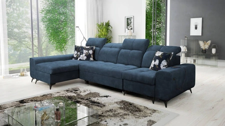 Ecksofa mit Schlaffunktion Buffalo XII blau linke Seite stilvolles und funktionelles Ecksofa mit Bettzeugcontainer