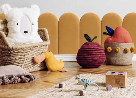 Wally gepolstertes Paneel 30x60 cm gelb stilvolles Wandpaneel Zaun Veloursstoff modisches Finish für jede Einrichtung