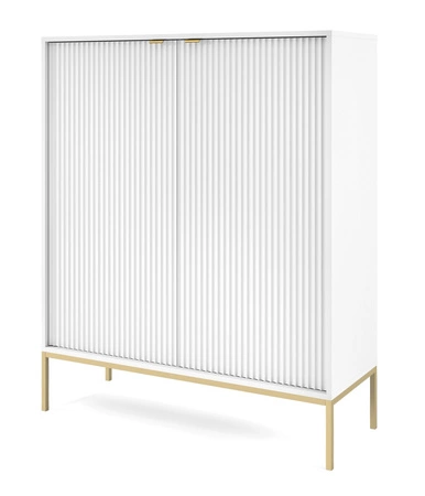 Kommode Lovro 104 cm weiß modernes Design Kommode mit goldenen Accessoires bereichert wird Liebhaber der expressiven Interieur begeistern