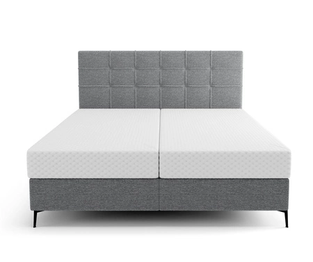 Boxspringbett Irvine 140x200 grau stilvolles Bett mit Bettzeugablage und hohem Kopfteil besticht durch sein elegantes Design