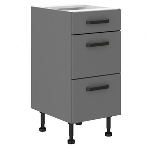 Verdi 40 D 3S BB stehender Küchenschrank mit Schubladenfronten feuchtigkeits- und beschädigungsbeständiger Schrank schwarze Metallgriffe