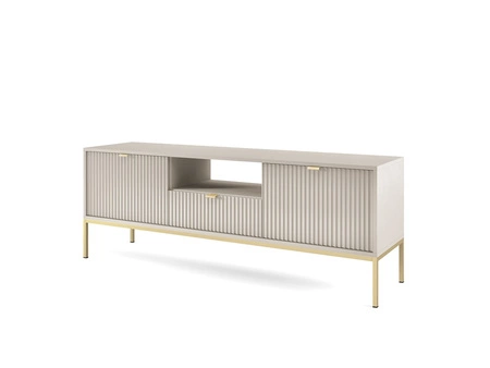 TV Schrank Lovro 154 cm beige modernes Design wird Liebhaber von ausdrucksstarken Interieurs begeistern goldene Metall-Accessoires