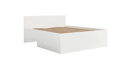 Bett Maxione 160x200 cm weiß Wäscheaufbewahrung in Form einer ausziehbaren Schublade ideales Bett für ein Schlafzimmer hohes bequemes Kopfteil