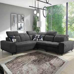 Ecksofa mit Schlaffunktion Buffalo III graphit rechte Ecke bequem mit ästhetischer Ausführung mit Bettzeugcontainern