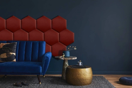 Gepolstertes Paneel Hexagon 30x26 cm kastanienbraun stilvolles Wandpaneel Veloursstoff modische Dekoration jedes Interieur
