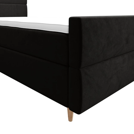 Boxspringbett Benet 100x200 schwarz im modernen skandinavischen Stil mit gepolstertem Kopf- und Fußteil Bett mit Staukasten