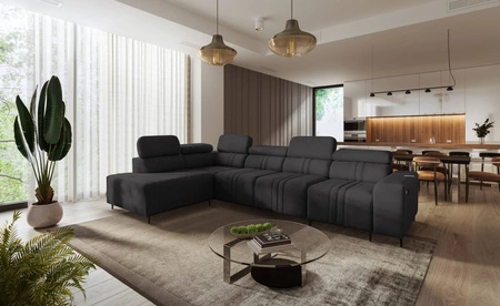 Ecksofa mit Schlaffunktion Castel XI graphit links komfortables Ecksofa mit Stauraum für Bettzeug strapazierfähiger Stoff 