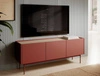 TV Schrank Vellore 144 cm Ziegel Originaldesign grifflose Fronten Metallbeine in der Farbe der Schrankfronten abgesenkte Platte