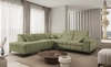 Ecksofa mit Schlaffunktion Penejos IX olive links stilvolles Ecksofa mit Bettzeugcontainern komfortable verstellbare Kopfstützen