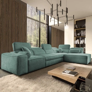 Ecksofa mit Schlaffunktion Viano XI patina rechte Ecke trendig und stilvoll mit verstellbaren Kopfstützen Zierkissen