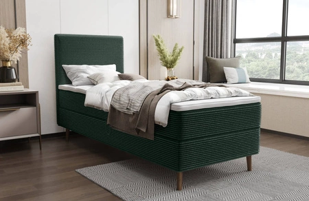 Boxspringbett Totti 80x200 grün stilvolles Bett mit Bettzeug Lagerung dreidimensionalen Stoff mit ausdrucksstarken Streifen