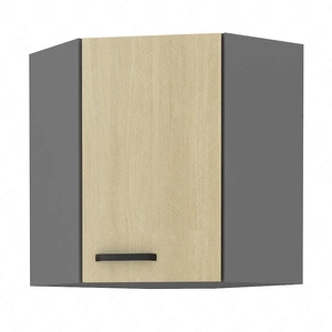 Chevron 60x60 GN-72 1F Eck-Küchenwandschrank mit dekorativem Fischgrätdekor feuchtigkeits- und beschädigungsbeständiger Schrank