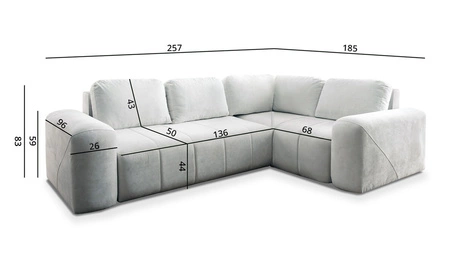 Ecksofa Bovec II mit Schlaffunktion ecru rechts Komfort-Ecksofa mit stilvollem Charakter Bettzeug-Container