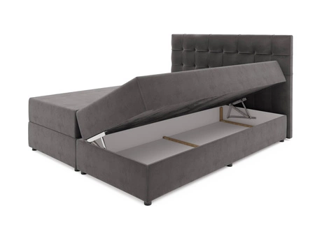 Boxspringbett Widnes 140x200 schwarzes Bett im modernen skandinavischen Stil mit markantem Kopfteil