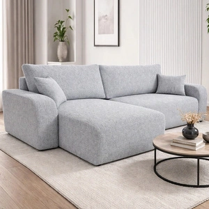 Ecksofa mit Schlaffunktion Fiesta XL grau Esche universal in Konfiguration Ecksofa mit Bettkasten Webstoff