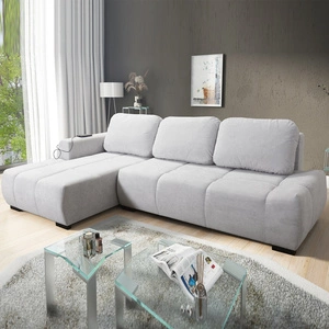 Ecksofa mit Schlaffunktion Gentle grey ash linke Seite stilvolles Design Ecksofa mit abgerundeter Form