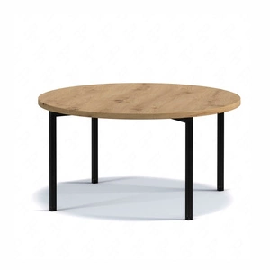 Runder Couchtisch 80 cm Sampi Eiche handwerkliches zeitloses und leichtes Design solides Metallgestell idealer Tisch für jede Umgebung