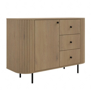 Kommode mit Schubladen Ovalio 123 cm Eiche cremona elegante Kommode mit einem außergewöhnlich stilvollen Design ovale Form akzentuiert durch Fräsen