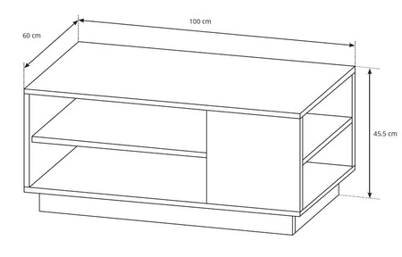Couchtisch Adria weiß glänzend / Eiche Enkel Couchtisch mit Ablageflächen modernes Design matte Platte auslaufsicher