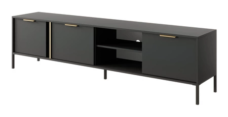 Golden Möbelset anthrazit modernes Design Schrankwand für Wohnzimmer oder Sitzungssaal Goldkante Griff