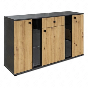 Kommode Senja 140 cm matera / Eiche handwerklich elegantes Design dekorative kannelierte Front mit Metallgriff