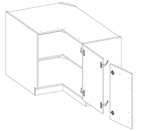 Eck-Küchenschrank Lento 89x89 DN 1F BB dampf-, temperatur- und spritzwasserbeständiger Schrank