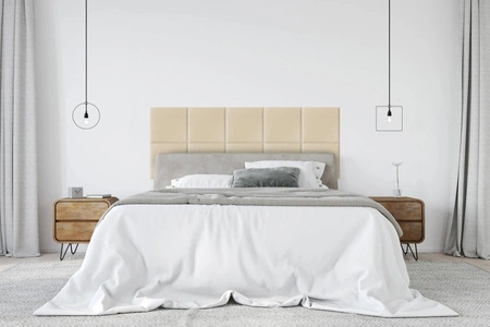 Polsterpaneel Quadra 40x40 cm creme stilvolles Wandpaneel quadratischer Veloursstoff modisches Finish für jede Einrichtung