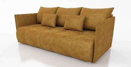 Sofa mit Schlaffunktion Selva honig funktionelles Wohnzimmersofa mit Bettzeugablage Samtstoff mit eleganter Struktur
